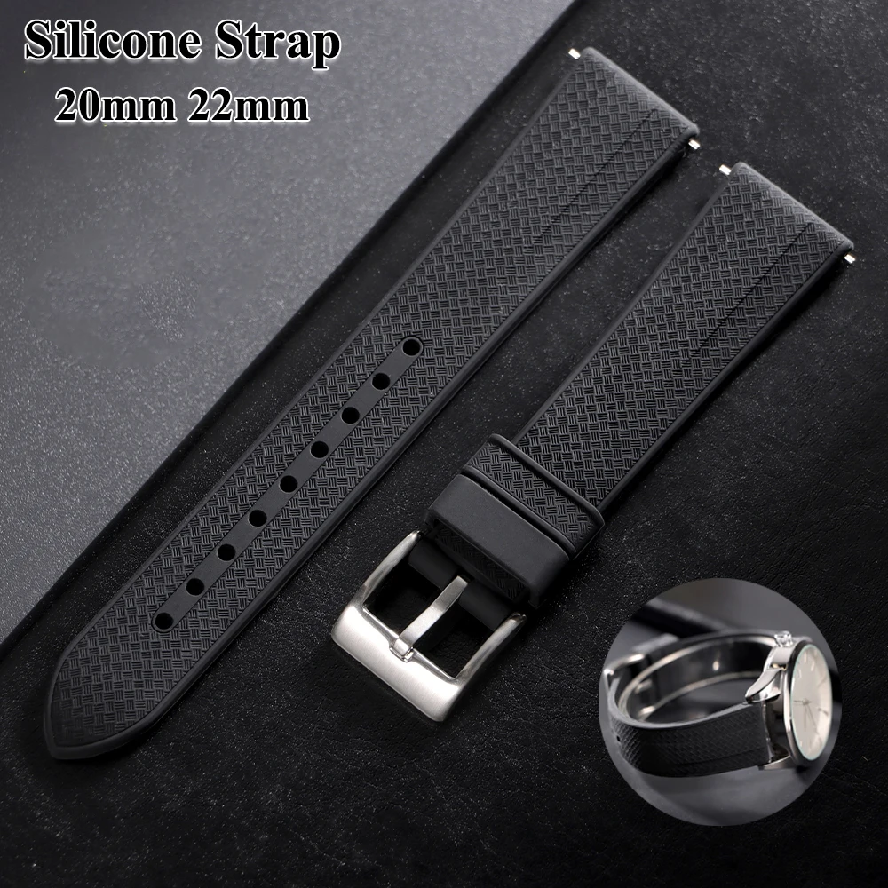 Bracelet de montre en caoutchouc et Silicone, nouveau bracelet de montre de sport à la mode, à dégagement rapide, 20mm 22mm, pour Seiko pour Omega pour citoyen