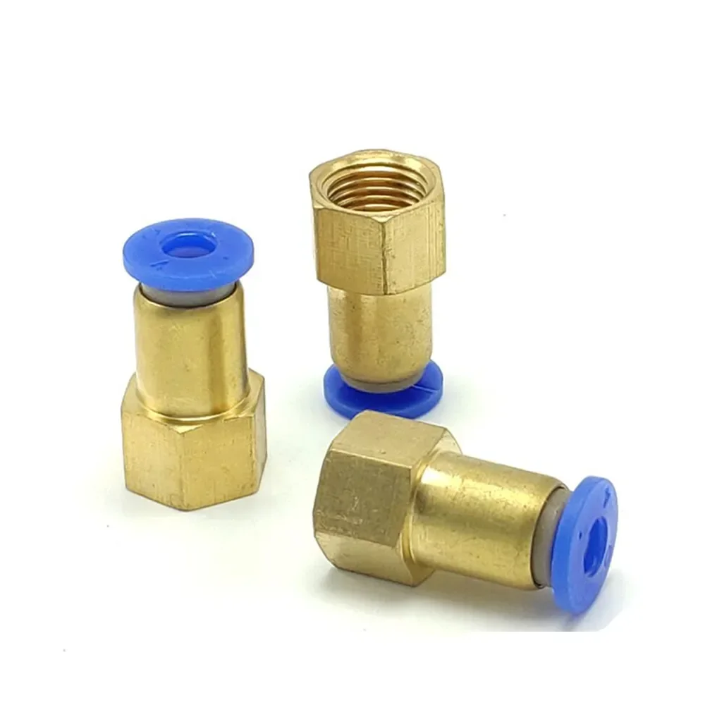 Copper female thread inner wire pneumatic quick connector straight through air pipe PCF6-01 / 8-02 / 10-03 / 12-04