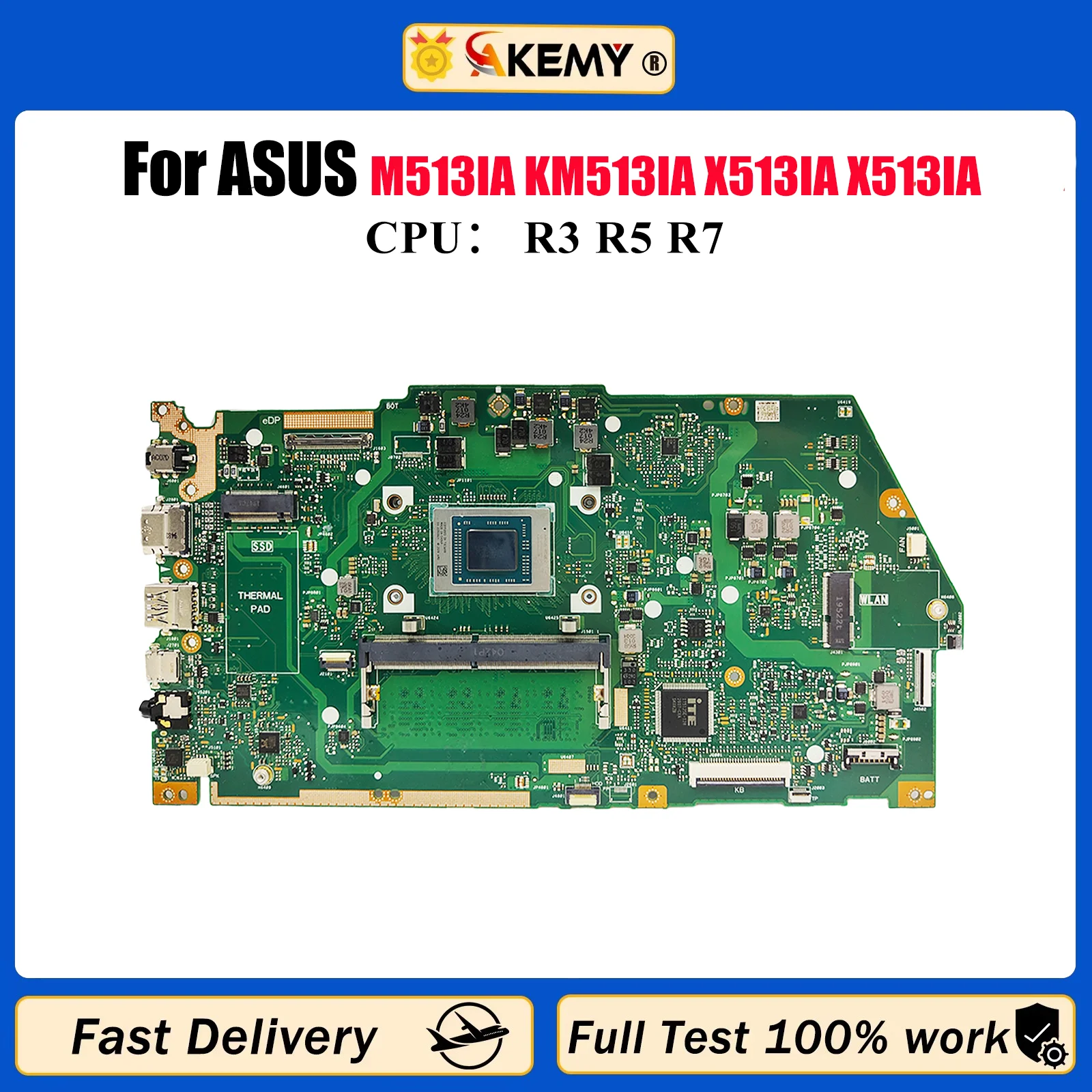

X513IA Материнская плата для ноутбука ASUS VivoBook X513I M513IA KM513IA X513IA Материнская плата для ноутбука с процессором R3 R5 R7 100% tests OK stk