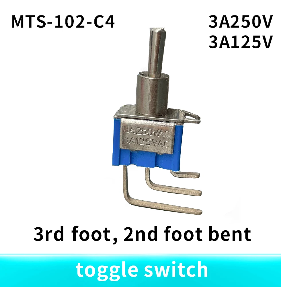 10pcs MTS-102/C4 6mm Miniature toggle switch ON-ON Power switch rocker arm switch 90 degree bend foot toggle switch button switc