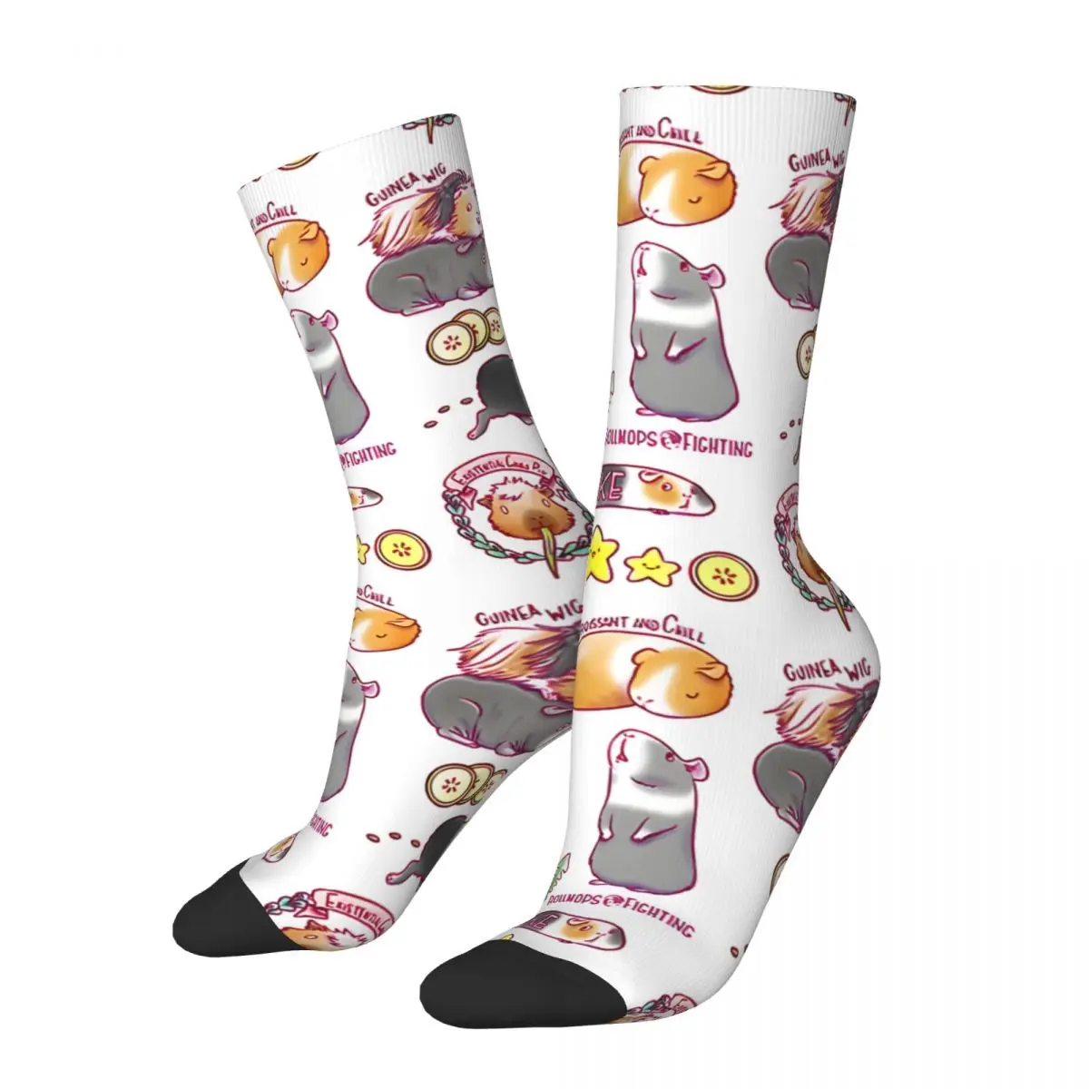 Crazy compression Guinea Pigs_3 Sock for Men Harajuku Seamless Pattern Crew Sock Novelty