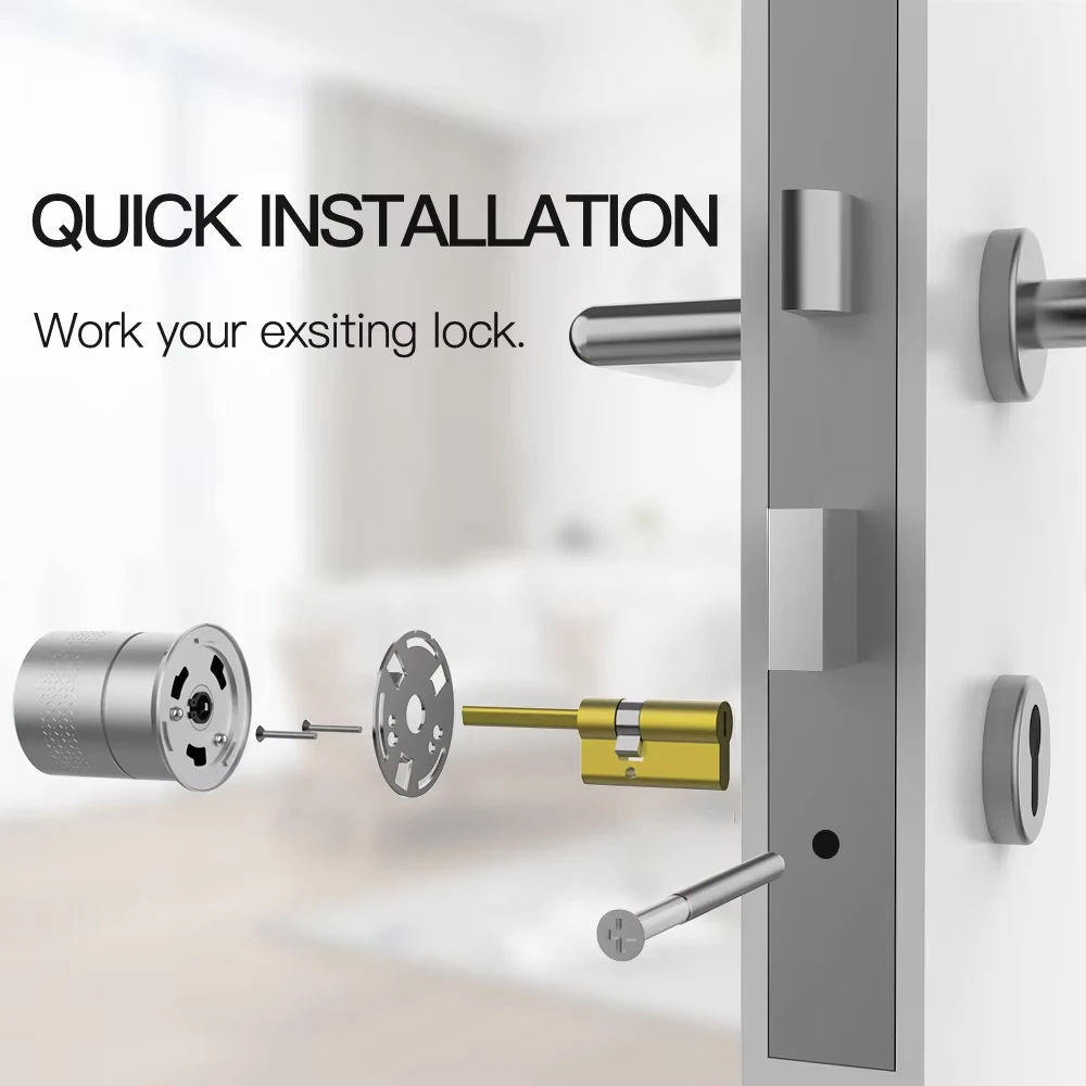 Wehere M521 قفل الباب الذكي بصمة اسطوانة بلوتوث للباب 50-100 مللي متر سمك دعم TUYA TTlock خيارات متعددة