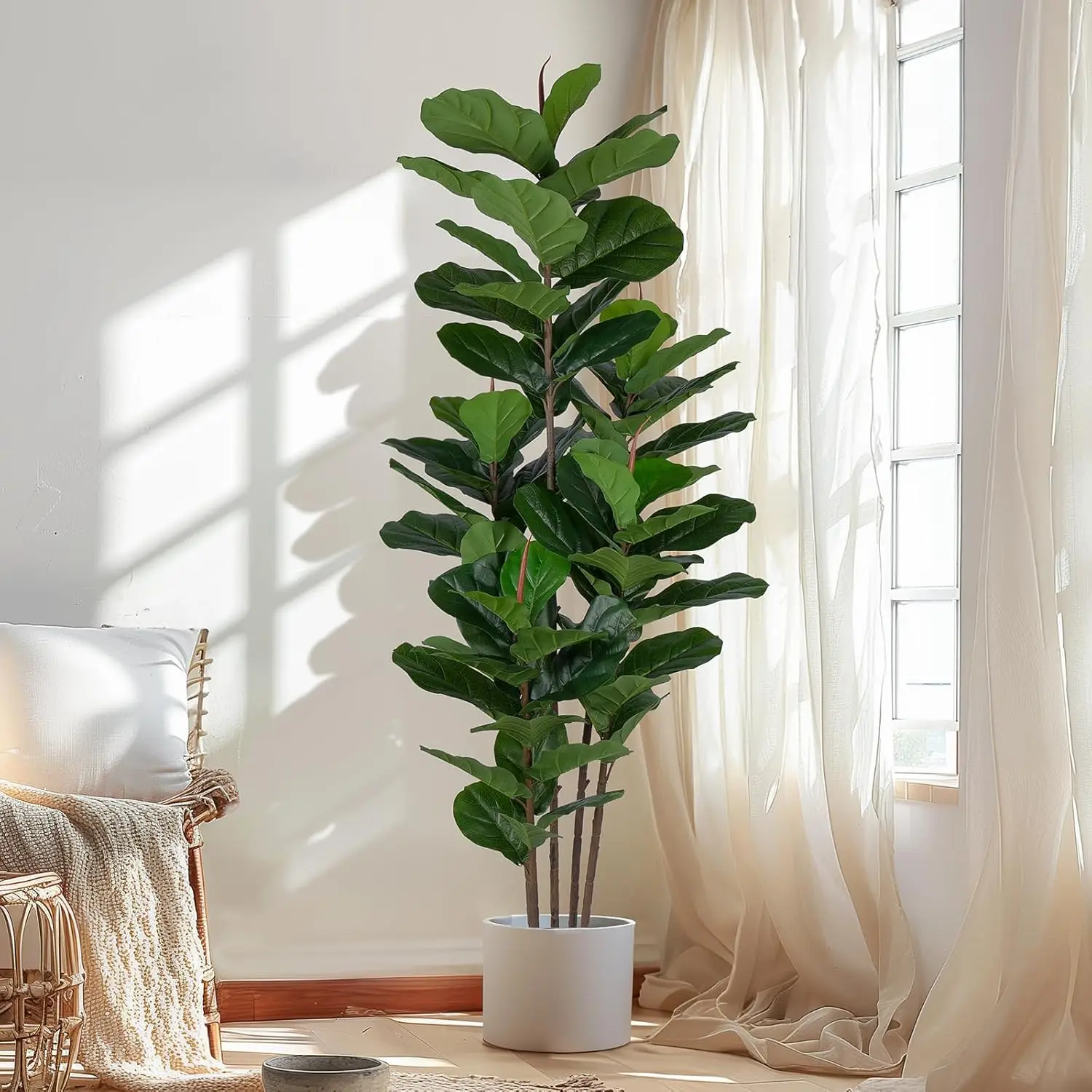 

6 FT Artificial Fiddle Leaf Fig Tree with 69 Lifelike Leaves for Home Decor Indoor Outdoor
