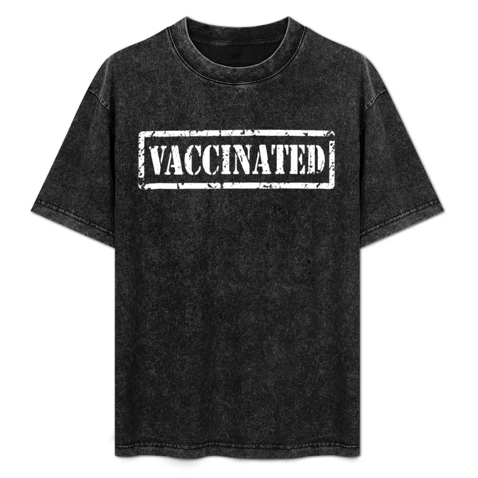 

Vaccinated - White Stamp Style T-Shirt Novelty Graphic Tee Shirt