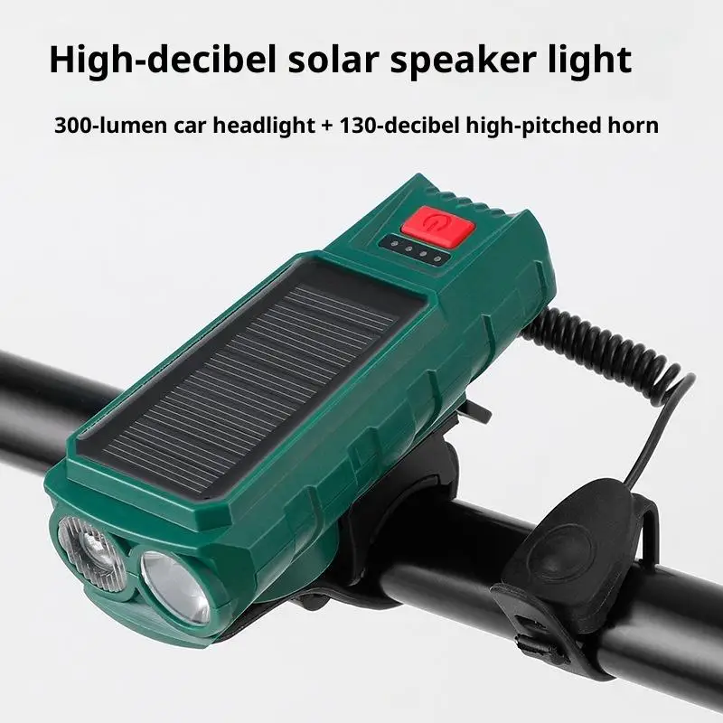 USB Rechargeable Solar Bicycle Light With Power Display Mountain Road Bike Front Lamp Integrated Horn Flashlight For Cycling