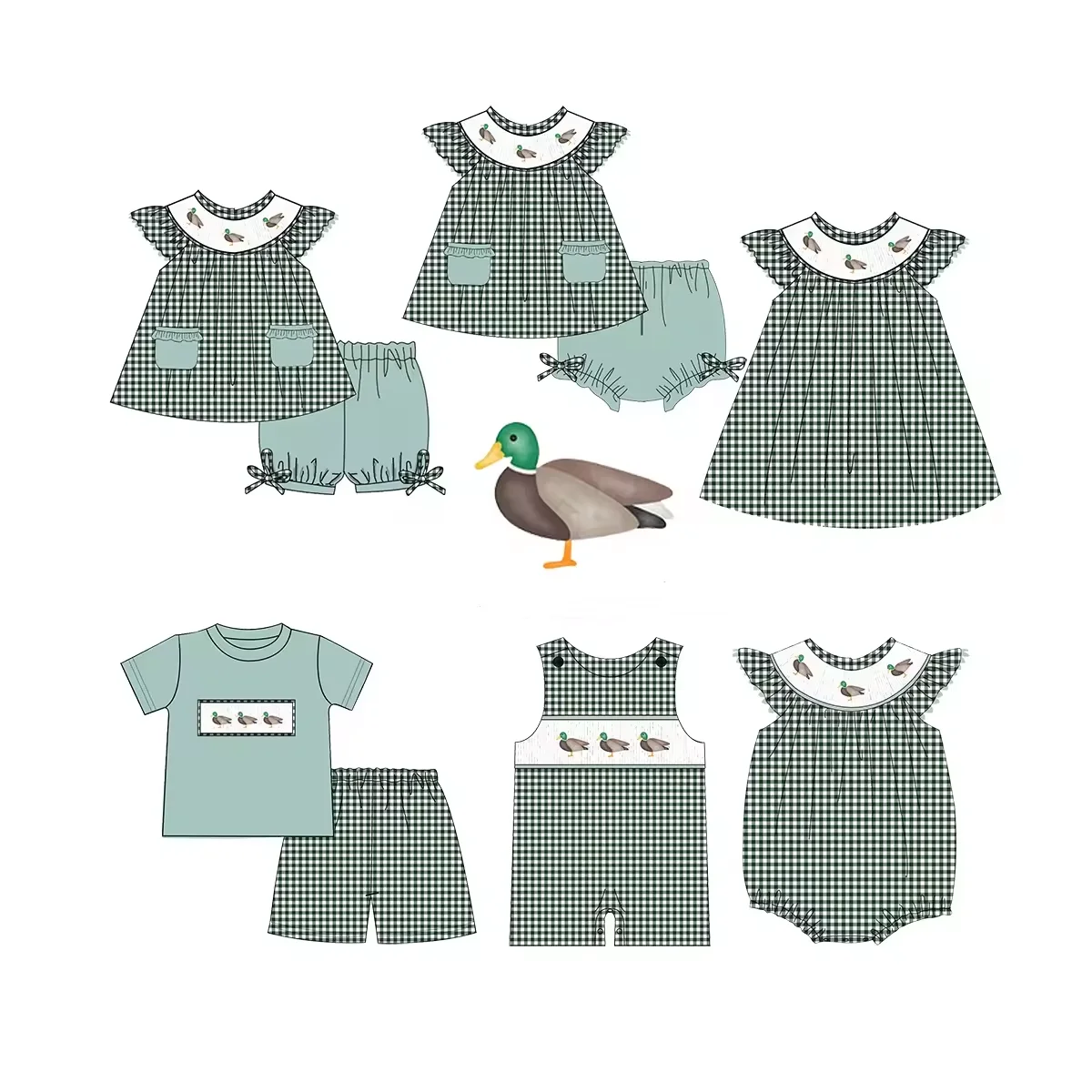 

Hunting Set Toddler Boy Clothes Baby Girl Clothes Short Sleeve Shorts Set Jumpsuit Mallard Pattern Boutique Children's Clothing