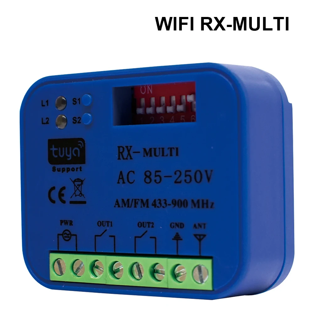 Universal Multi-frequency 300-900mhz Wifi Receiver Garage Door RX MULTI 433 868 Mhz 220V 230V 12V 24V With 433mhz Transmitter