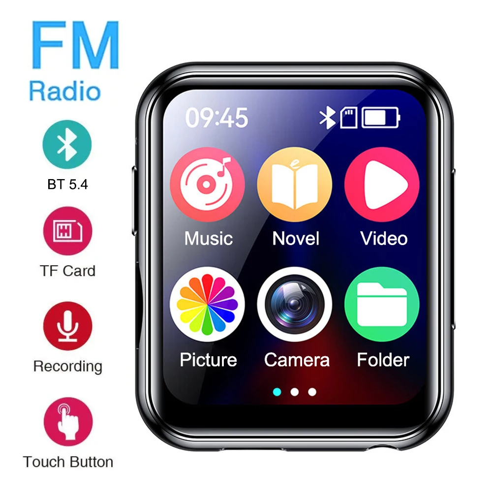 مشغل MP3 بشاشة لمس HiFi مقاس 2 بوصة مزود بتقنية البلوتوث 5.4 MP3 وكمان مع فيديو مدمج ومكبر صوت FM وتسجيل الكتب الإلكترونية والصور وما إلى ذلك 128 جيجابايت #5