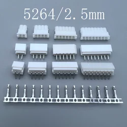 50pcs 5264 2.5mm Pitch Connector 2P 3P 4P 5P 6P 7P 8P 9P 10P 11P 12P Straight/Curved needle Housing Terminal 5264 Connector