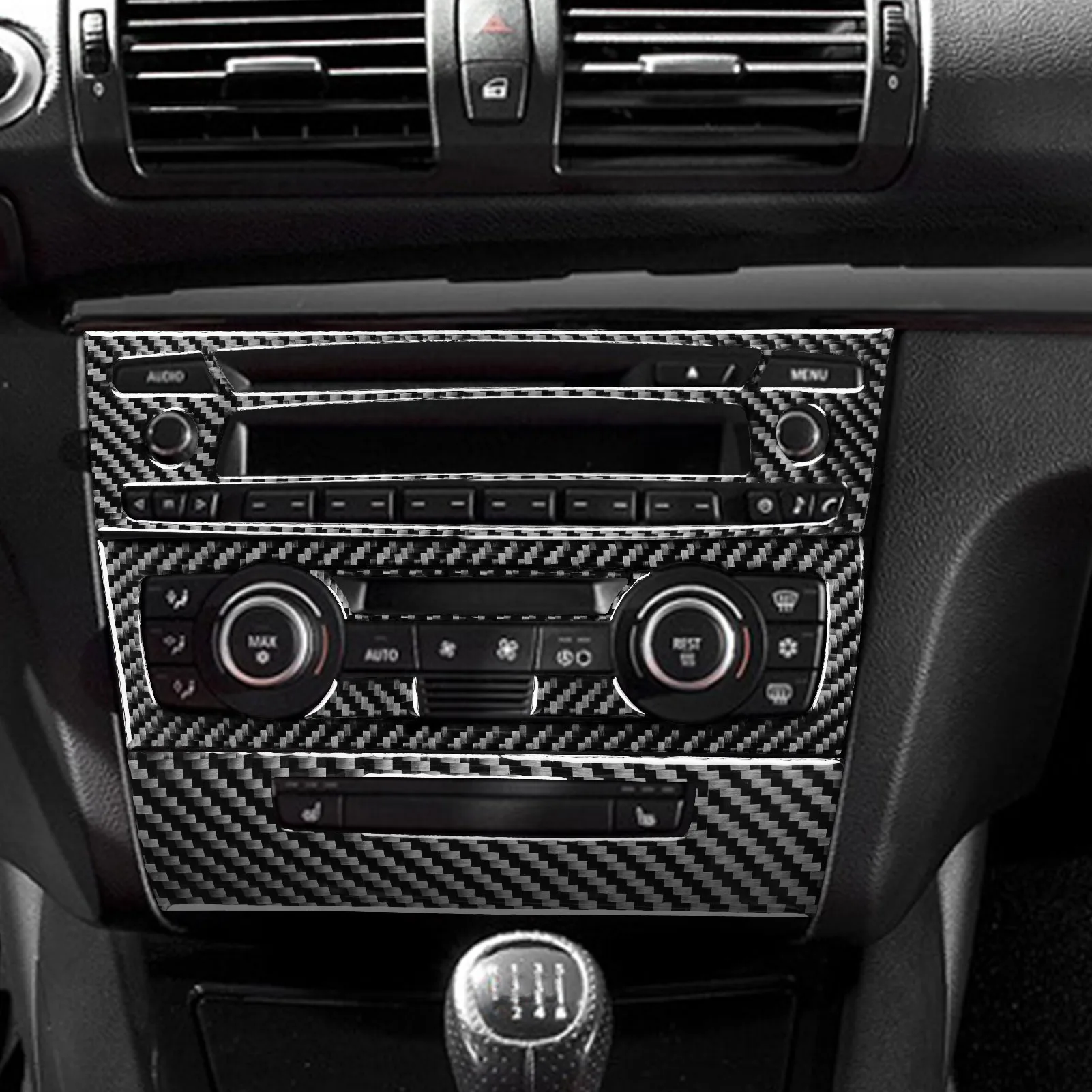 For BMW 1 Series E81 E82 E87 E88 2008-2013 Carbon Fiber Stickers Automatic Gear Shift Central Control Panel Power Window Lift