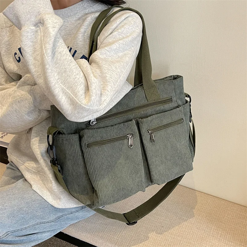 

Canvas Tote Bag Waterproof Nylon Multi Pocket Shoulder Bags Laptop Work Bag Teacher Purse Handbag for Women Men Laptop Tote Bag