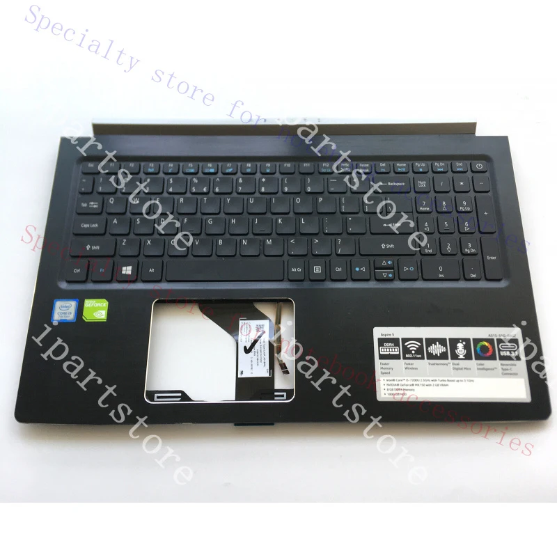 A+  For Acer Aspire 5 A515-51 A515-51G Palmrest & Backlit Keyboard 6B.GS1N2.001
