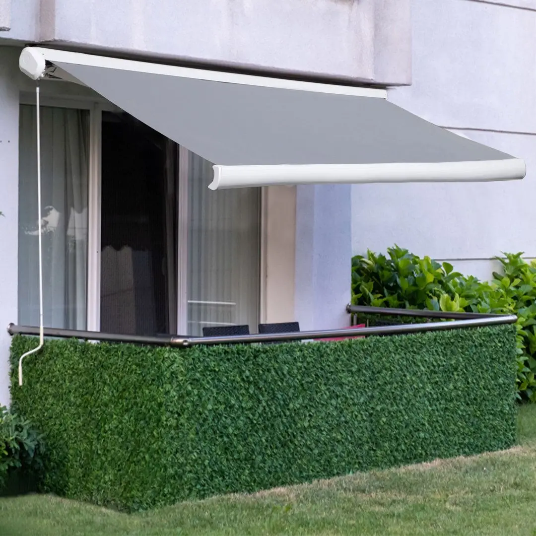 Individual Customized Aluminum Frame Sunshade Stretchable Saves Space Outdoor Canopy with LED Lights Rainproof Design Awning