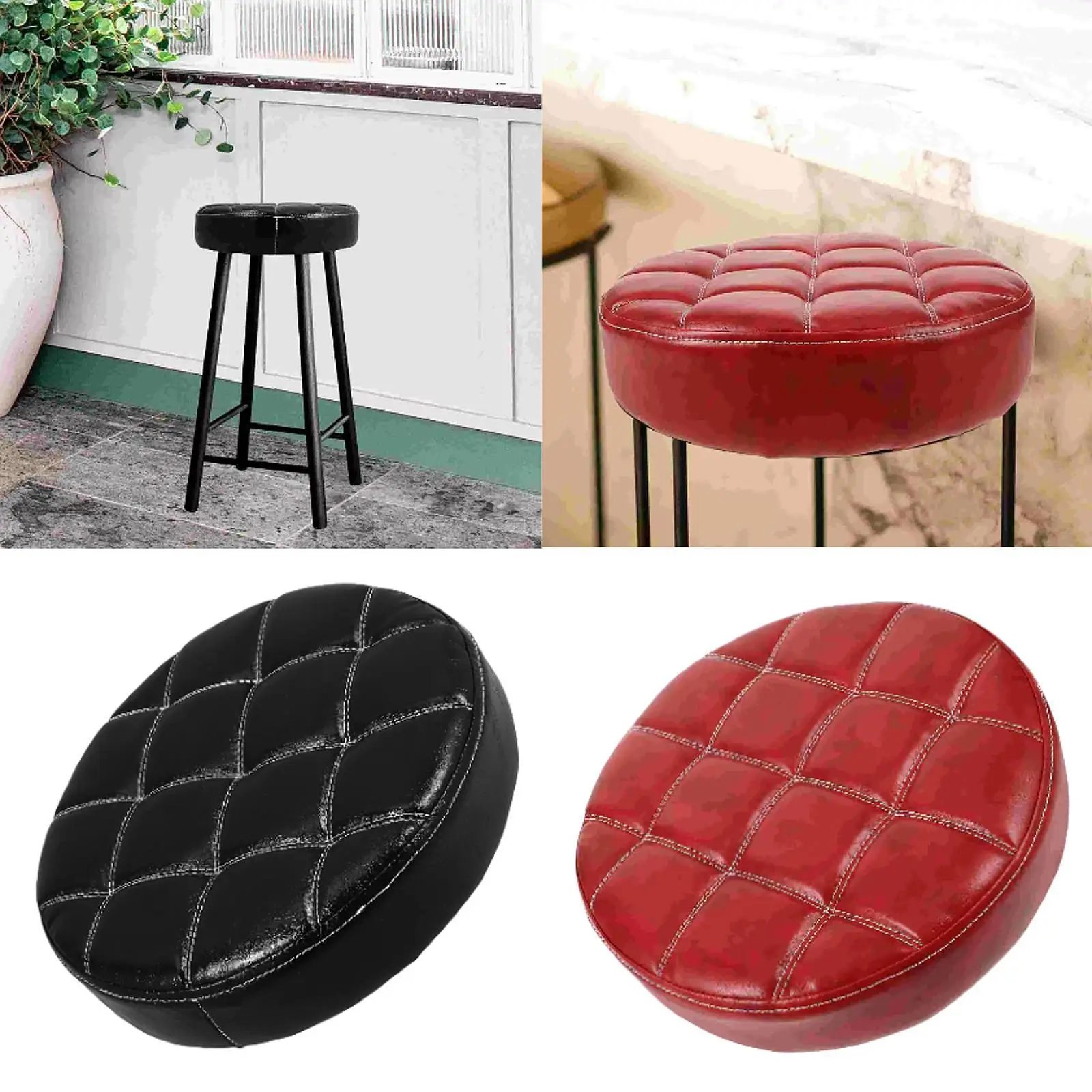 

Round Bar Stool Seat Cushion PU Leather Cover Seat Top Replace Parts Waterproof Easy to Install,Heavy Duty,for Barber Shop