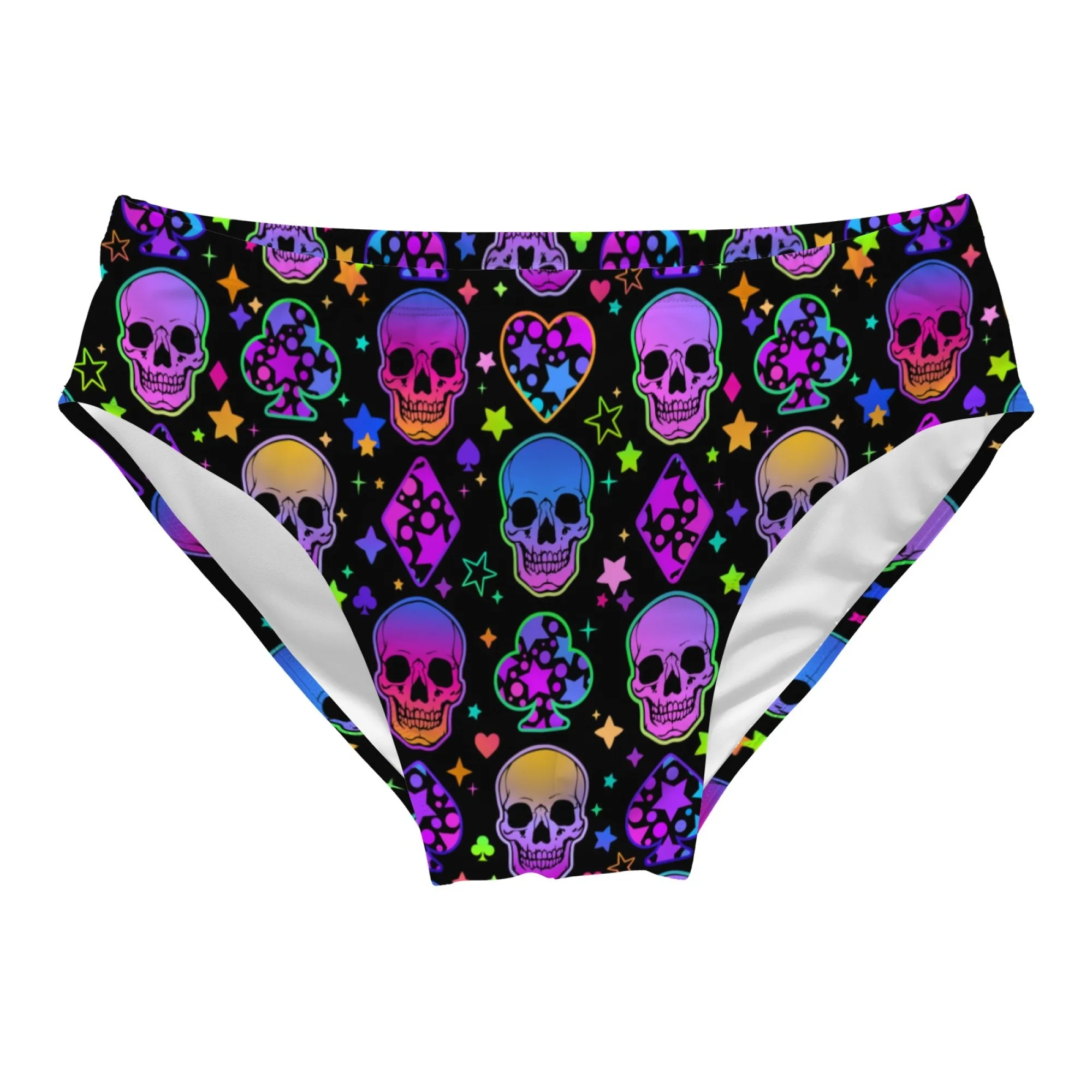 Neon Skull Poker Men's Swimming Trunks Swimsuit Skin-Friendly Comfortable Beach Bikini Surf Shorts Sexy Men's Briefs Swimwear