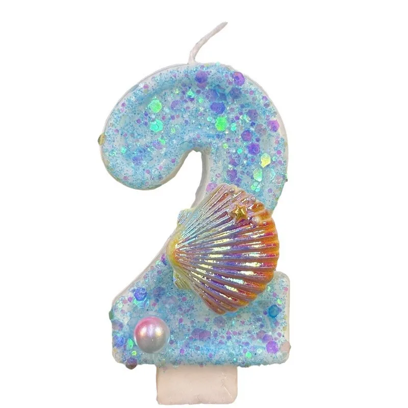 Creative digital birthday candle cake party decoration DIY blue ocean