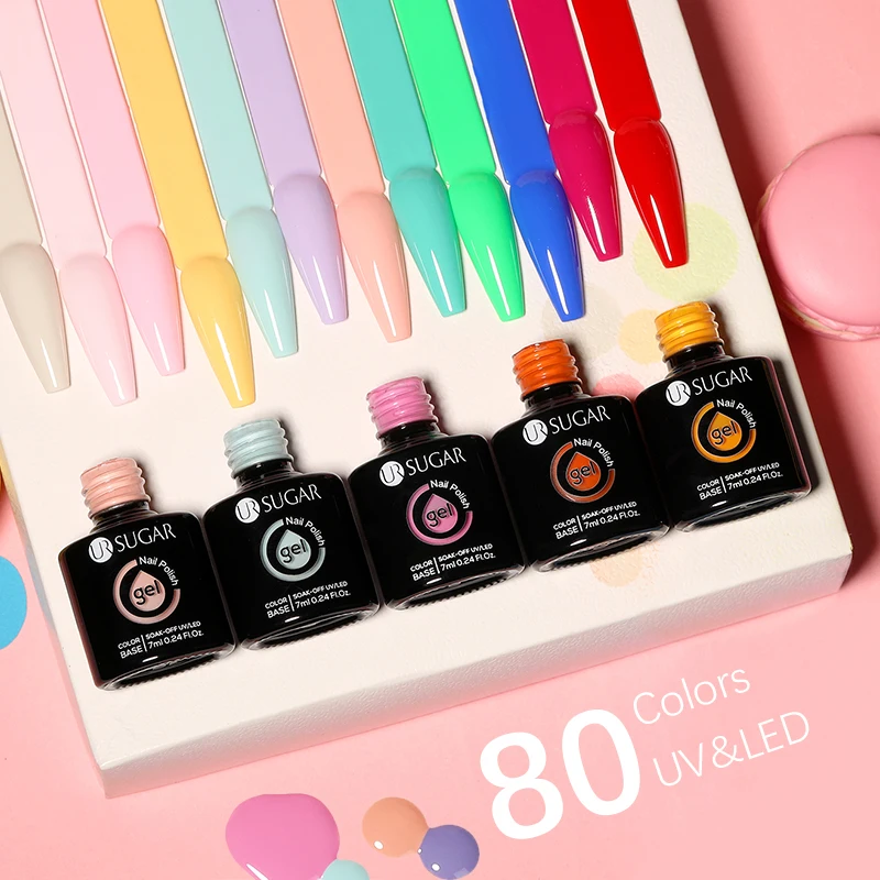 UR SUGAR 7ml Smalto per unghie gel tinta unita Glitter Paillettes Smalto gel per nail art fai da te Colore a lunga durata Ge lUV LED Manicure Soak Off