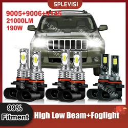 Auto Lamp LED Headlight 9005 High Beam+9006 Low Beam+9145 Foglamp 9V-24V For Jeep Grand Cherokee 2005 2006 2007 2008 2009 2010