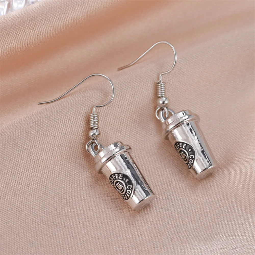 My Shape 3D Coffee Cup Drop Earrings for Women Zinc Alloy Charms Earring for Girls Fashion Jewelry Gifts for Female Coffee Maker