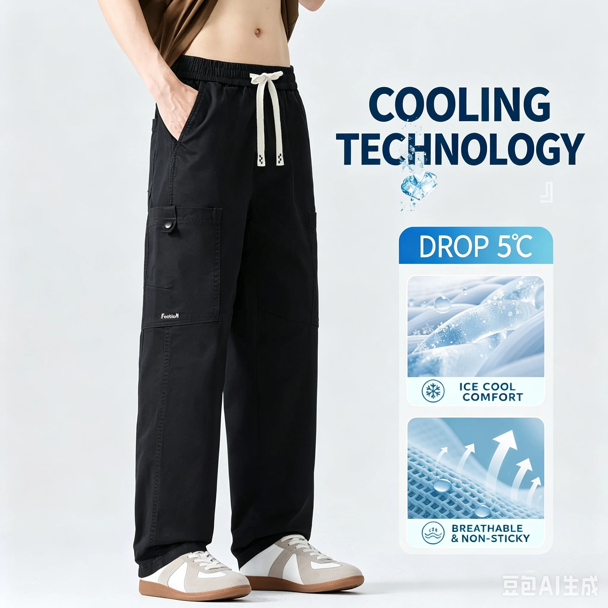 Men's Outdoor Cotton Work Trousers Summer Thin Cool Straight Loose Casual Fashionable Pants Comfortable Breathable Long Trousers view 4