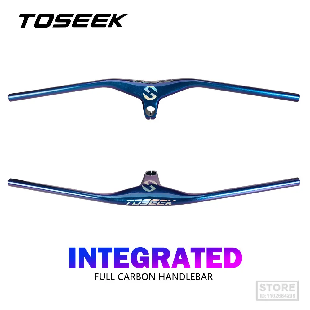 

TOSEEK Mtb Handlebars And Stem 28.6mm17Degree Carbon Integrated Handlebar 3 Colors Staggered Colorful For Mountain Bike