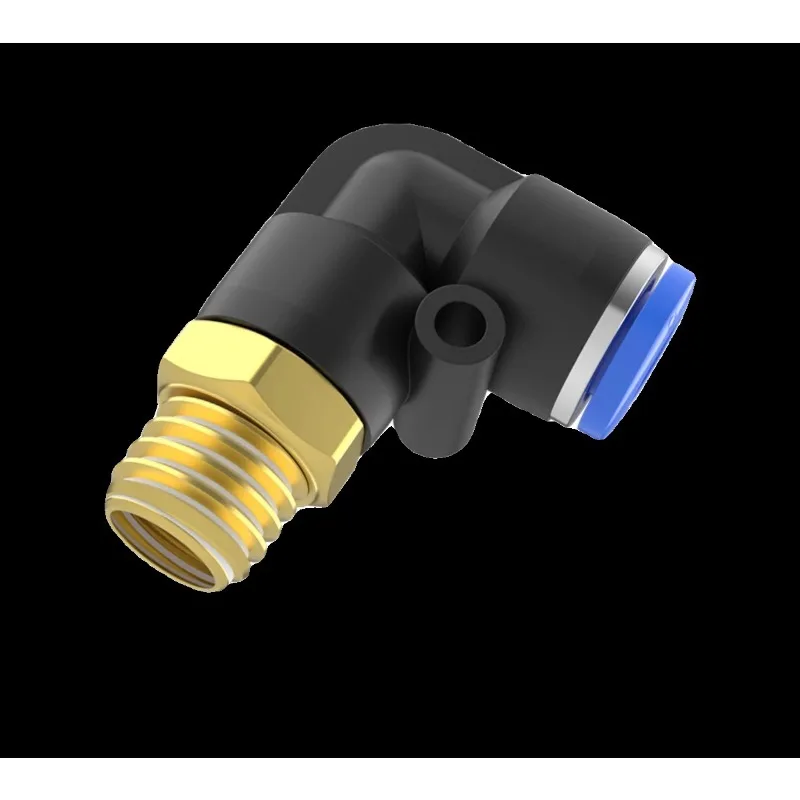 Air Tube Quick Plug Connector - 90-Degree Elbow with External Thread (PL6-02/8-01) for Cylinder, Air Compressor, Air Pump