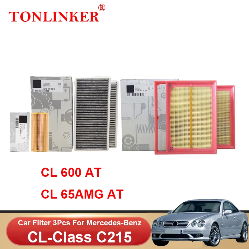 TONLINKER Cabin Air Filter Oil Filter For Mercedes Benz CL-Class CL215 2000-2006 CL500 CL600 CL55AMG CL65AMG AT Car Accessories