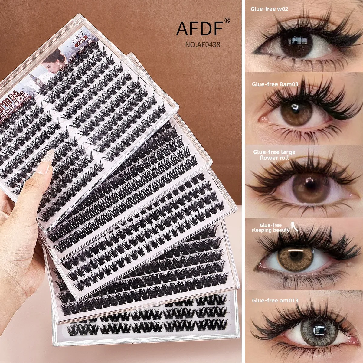 

No Glue Self Adhesive False Eyelashes Volumizing Curly Fluffy Segmented Manga Lashes Clusters Big Eye Makeup Tool