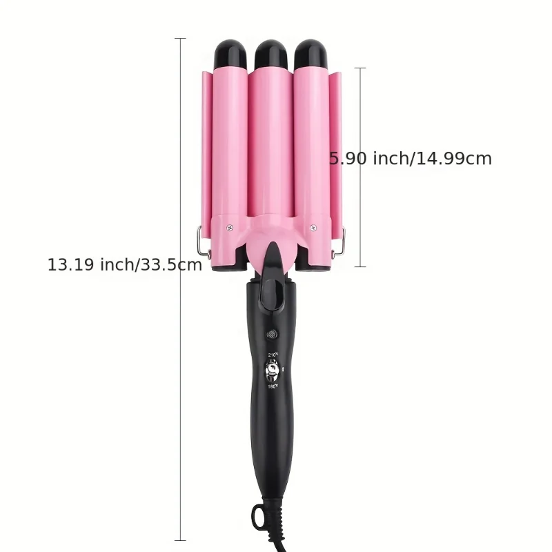 

25mm Professional Triple-Barrel Corkscrew Curling Iron Wand–Ceramic, Frizz-Reducing, Global Voltage (110V/220V), Reliable Powe