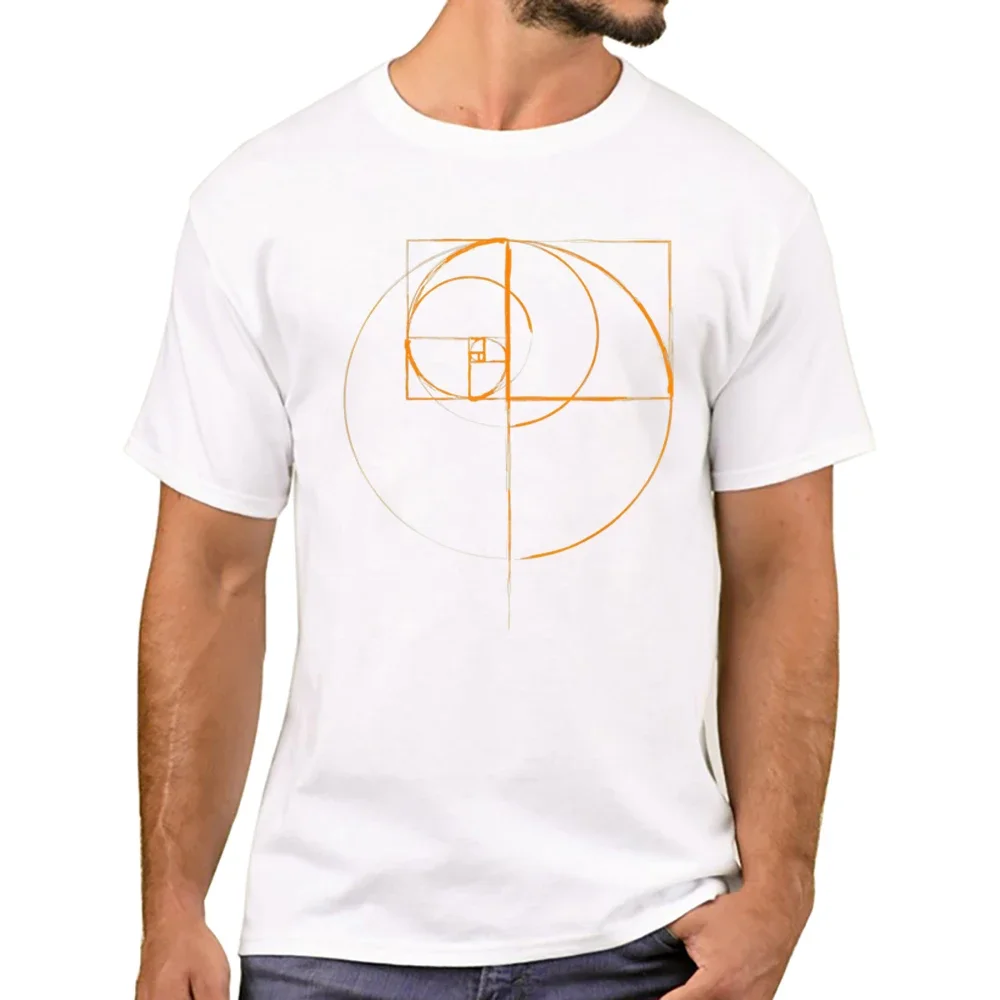 Fashion Geometric Men T-Shirt Fibonacci Golden Ratio Circle Printed T Shirts Short Sleeve Tshirts Boy Harajuku Tee