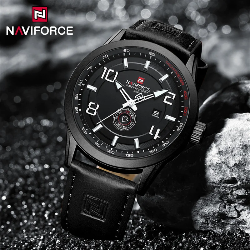 

NAVIFORCE Original Men's Watches Simple Fashion Waterproof PU Strap Luminous Date Week Male Quartz Wristwatch Relogio Masculino