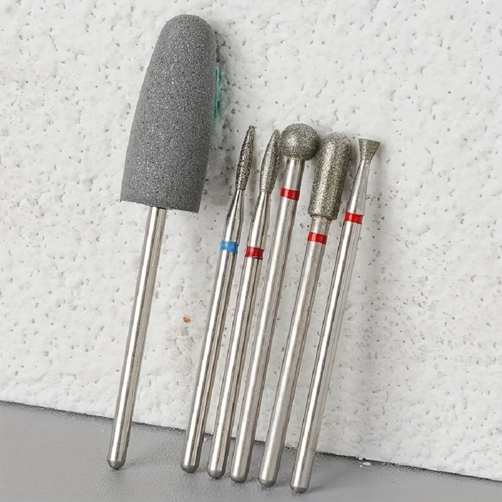 6 قطعة الماس الرمال ملفات الأظافر الحفر إهاب تلميع بت مسمار رأس مطحنة مجموعة تشذيب الأظافر الكهربائية لإزالة بشرة الأظافر #3