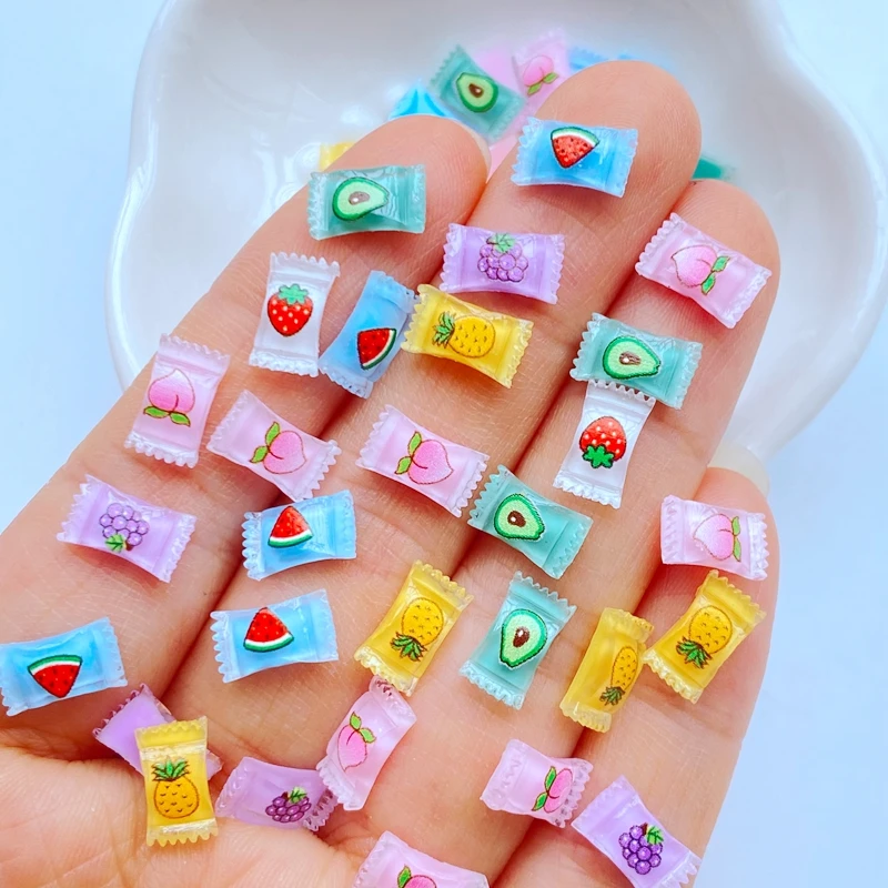 Mini accesorios de decoración para manualidades de joyería, accesorios de resina para álbum de recortes, parte posterior plana de caramelo, 5x9mm, 50 unidades
