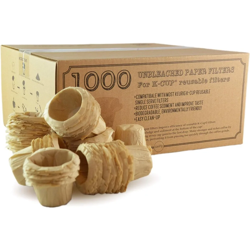 

Unbleached Disposable Paper K Cup Filters for Single Serve Coffee Compatible with Ekobrew Reusable Pods