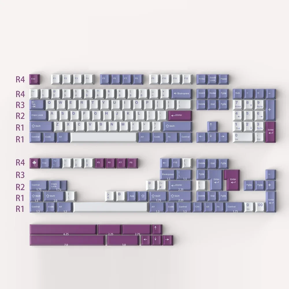 GMK TuZi Theme Keycap 172key Set ABS Two-color Custom Retro Purple Keyboard Cap Cherry Profile Key Cap for Mechanical Keyboard