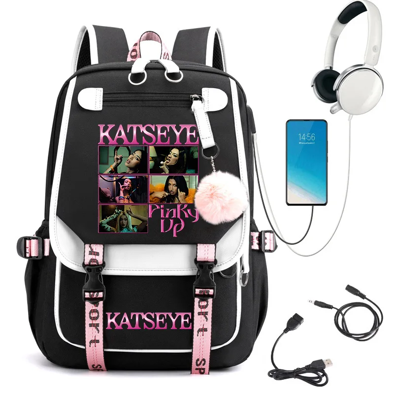 Katseye girl group photo collage printed backpack color blocked student backpack male and female backpacks can be customized