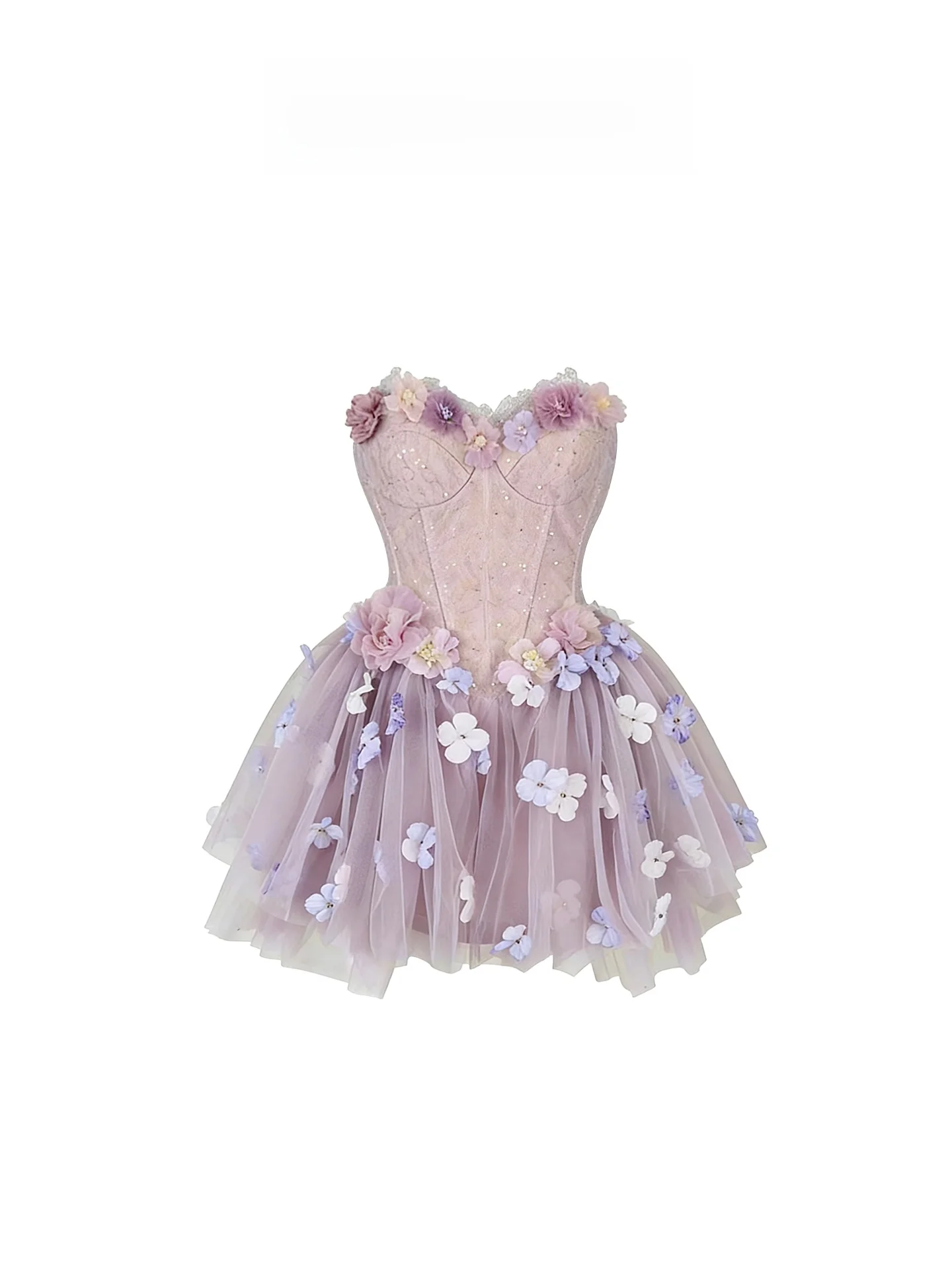 

HEZA plus Size Floral Fibone Strapl Dr Women's High-End Feeling Purple Tulle Puffy Gown Casual A-Line Skirt Dr