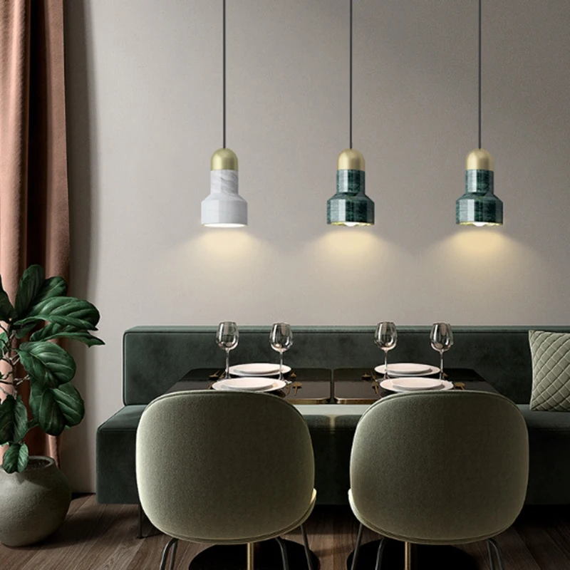 

LED Pendant Lamp Modern Single Head Marble Hanging Lights For Bedroom Bedside Hallway Corridor Aisle Indoor Decor Lighting