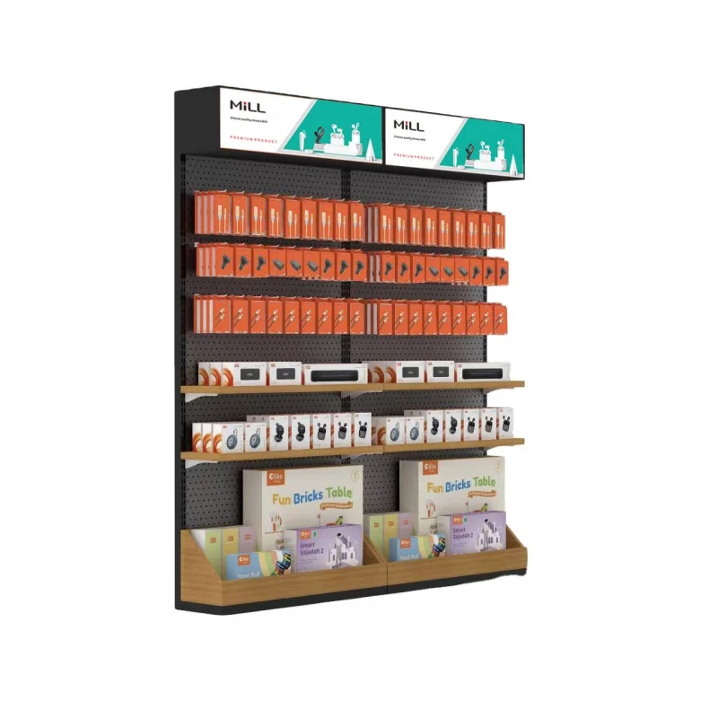 custom，Furniture For Cell Phone Racks Display and Showcase With Wooden Shelves On Wall