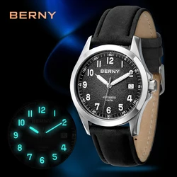 BERNY Frosted Dial Automatic Watch Men Luminous Mechanical Original ST2130 Wristwatch Sapphire Luxury Watch Men Waterproof 10ATM