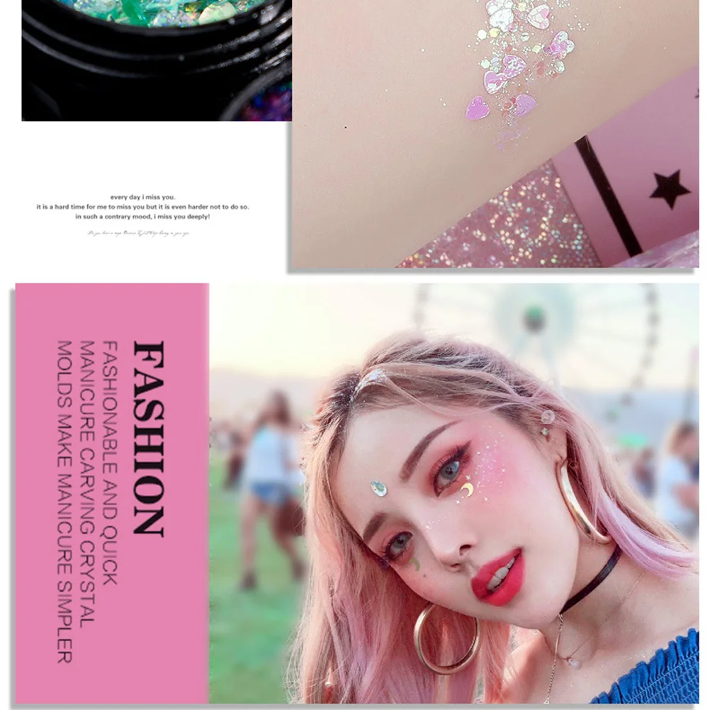 

12 Colors Sequin Body Gel Waterproof Flexible Face Nail Art Craft for Daily Wear Festival Gift