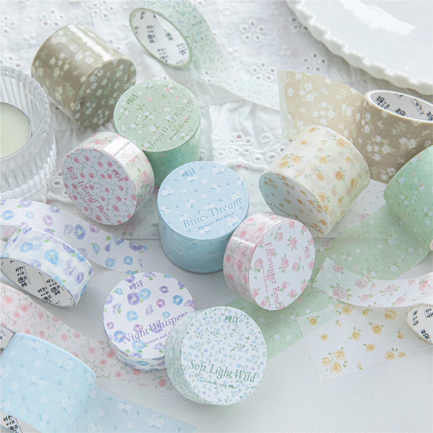 2m/roll flowers and Alice series Ins floral decoration Washi tape DIY Scrapbooking Journal Supplies Aesthetics Stationery view 5