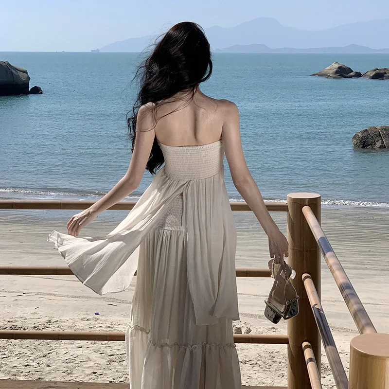 French Summer Fairy Two Piece Set Dress Jumpsuit Playsuit Matching Set Long Dress Beach Vacation