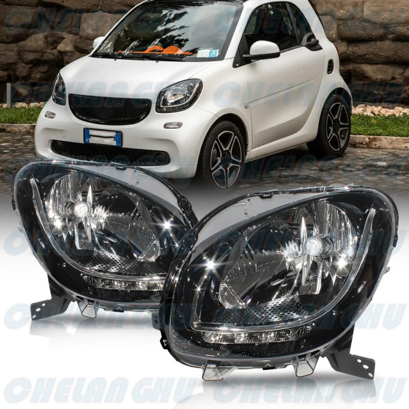 

For Smart Fortwo Cabriolet Coupe 453 2014 2015 2016 2017 2018 2019 accessories 1 Pair Front Halogen HeadLight HeadLamp DRL