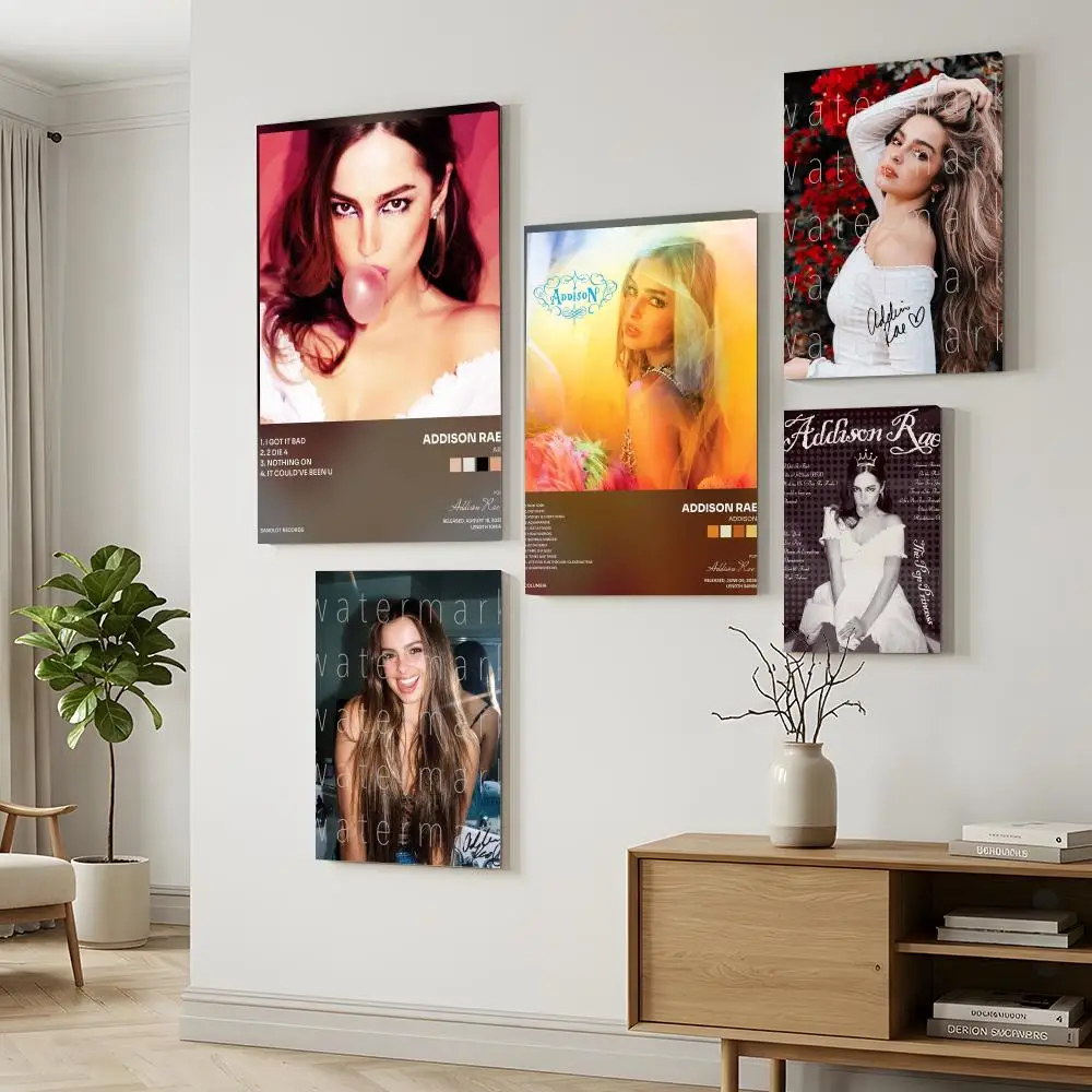 Pop Singer A-Addison Rae Framed Wall Painting Canvas Poster Wall Art HD Print Home Decor Room Decoration Artwork Gift Wood Frame