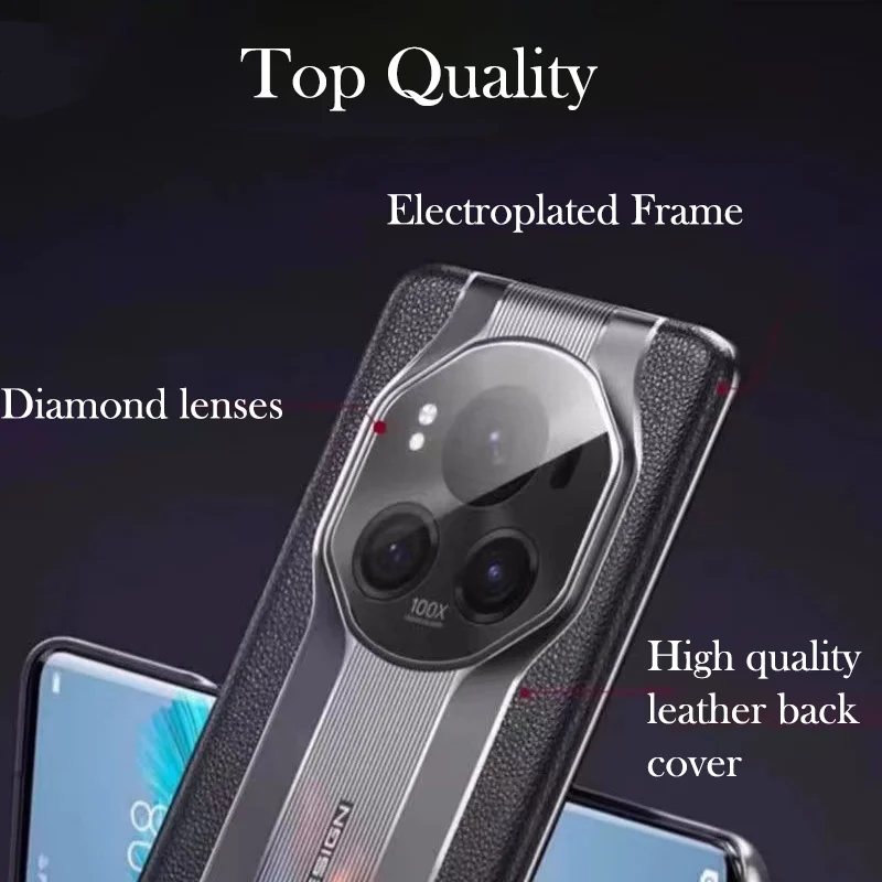 Luxury Leather Case For Honor Magic 6 Pro Electroplated Camera Protector Hard Back Cover Case For Honor Magic 6 5g Shell