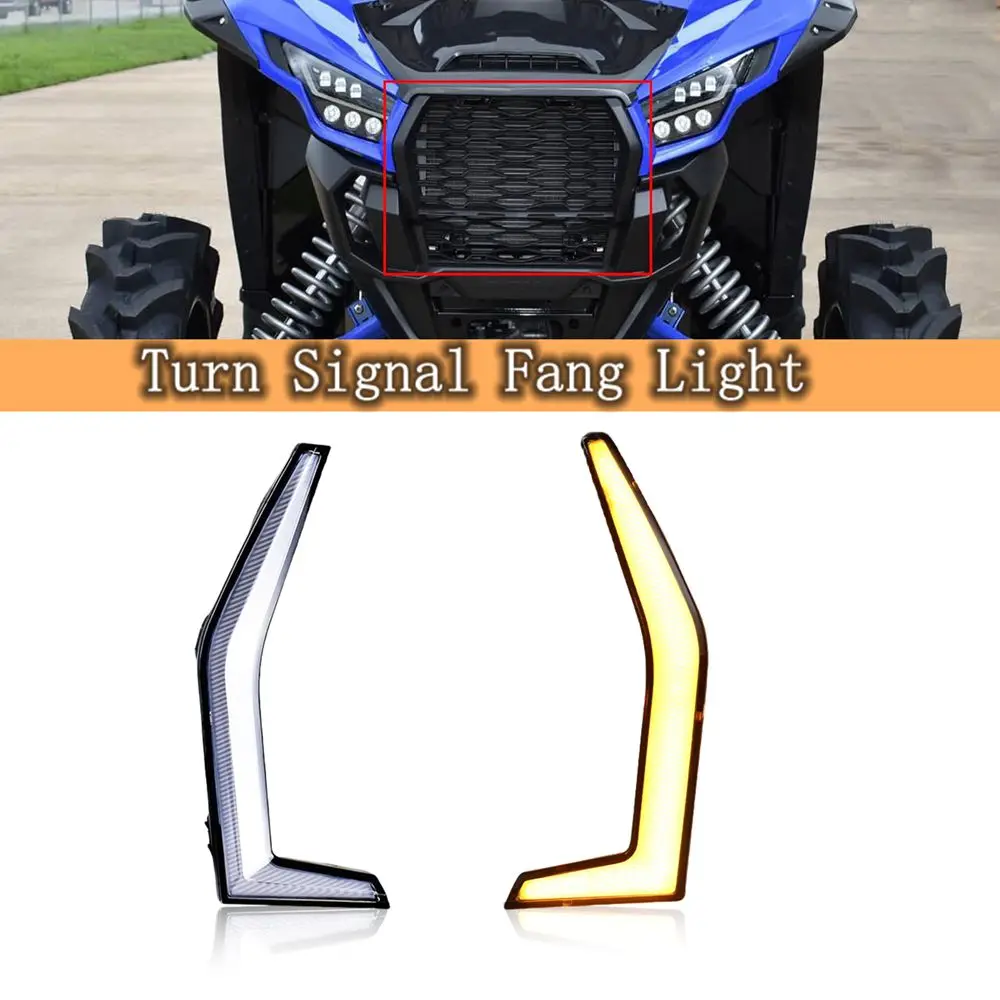 Front LED Grille Accent Lights Fang Light for Kawasaki Teryx KRX 1000 2020-2024 Trail Special 2021-2024 UTV ATV Turn Signal