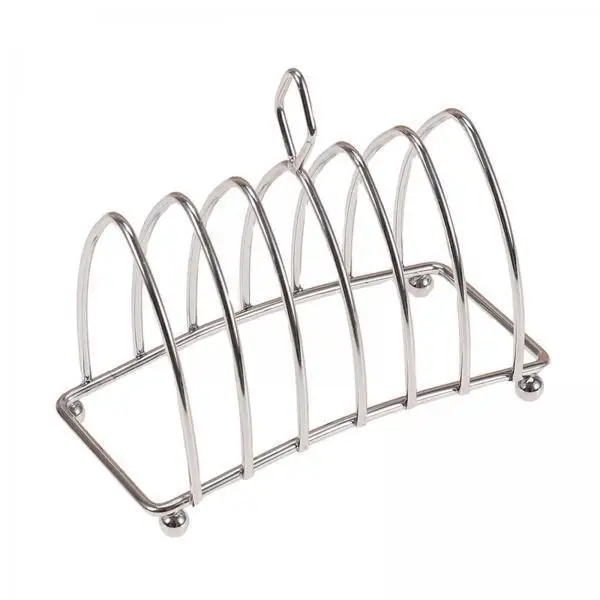 Stainless Steel Toast Rack 6 Slice Holder Modern Bread Stand with Handle for Breakfast Table and Kitchen