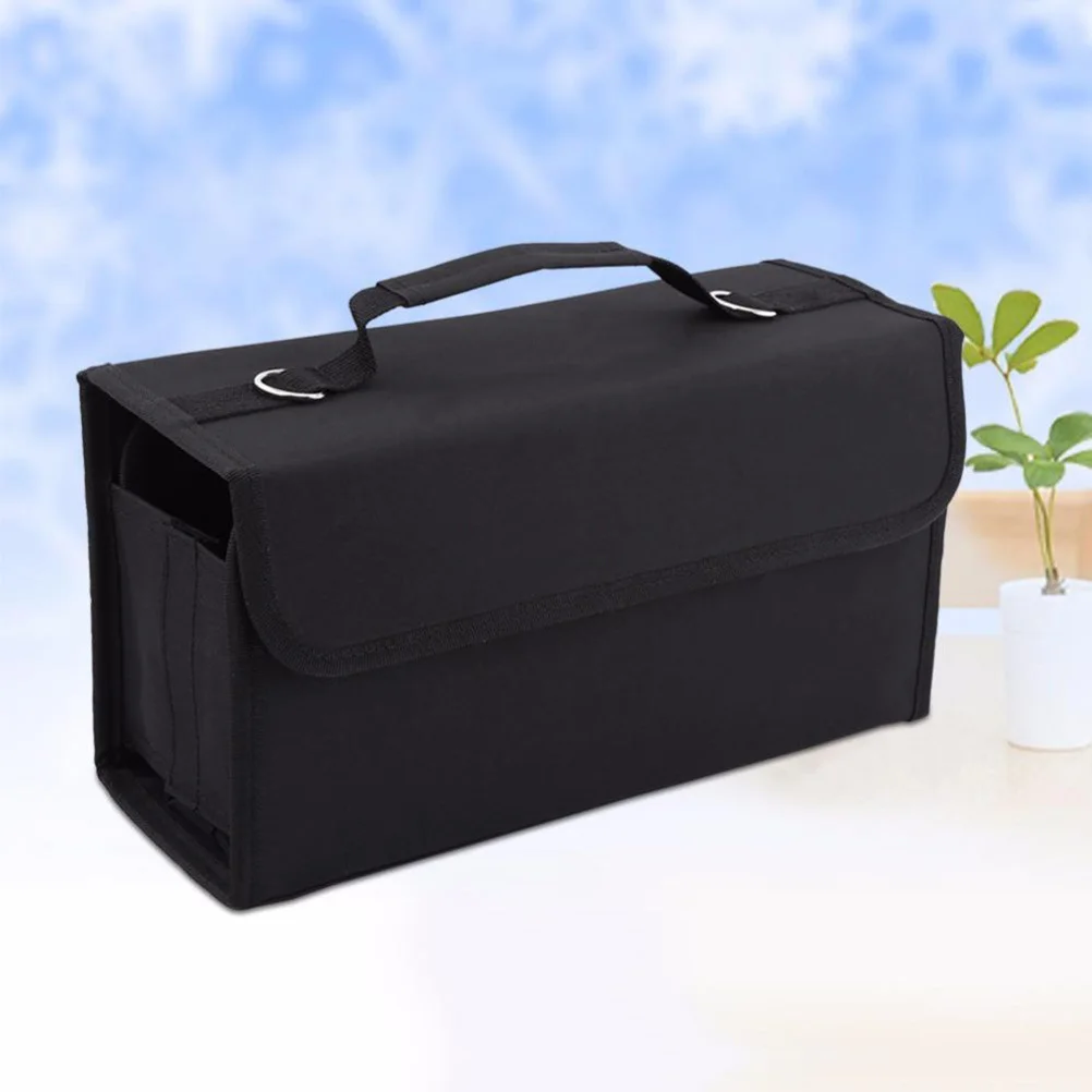 

Marker Bag Heavy Duty Nylon 80 Slot Shoulder Strap Detachable Sleeve For Table Easel Countertop Zipper Storage T-Tag