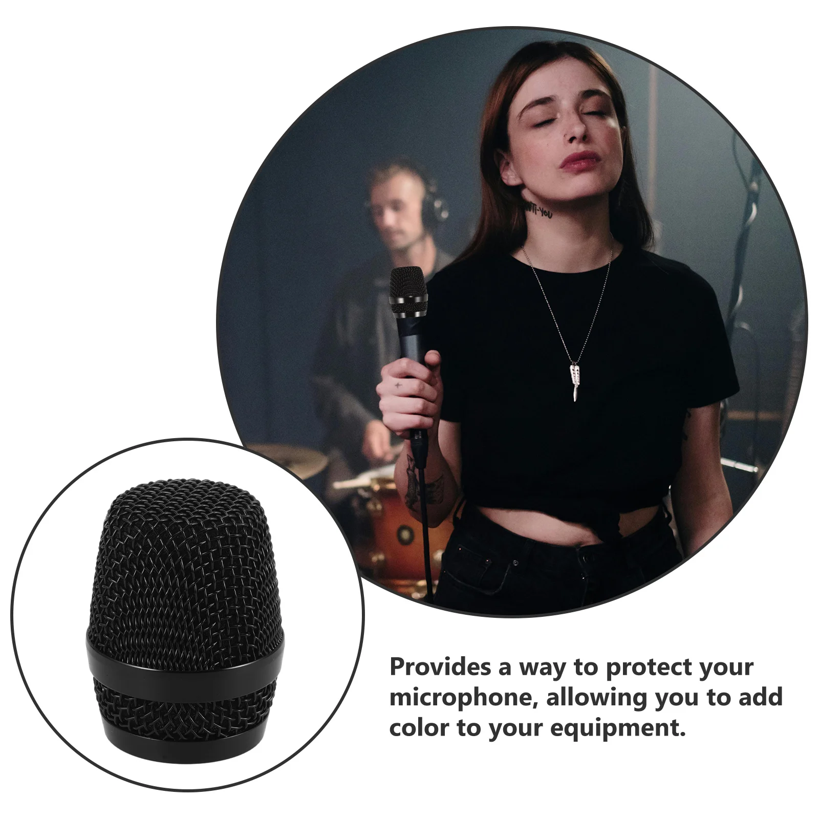 

Mic Grill Head Mesh Replacement Cover Noise Reduction Metal Windscreen Durable Accessory Compatible With Bayer